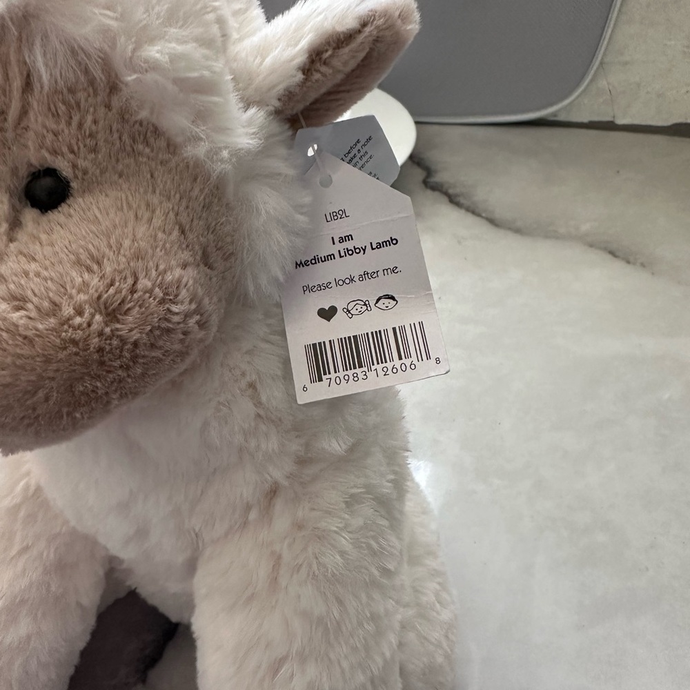 Jellycat Cream and Brown Stuffed Lamb - Picture 3 of 8